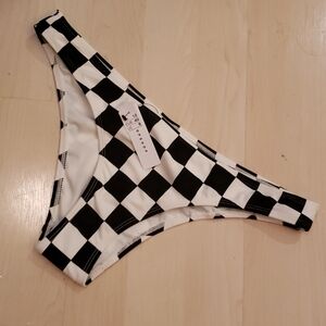 TOPSHOP Black + White Checkered Bikini Bottoms 8